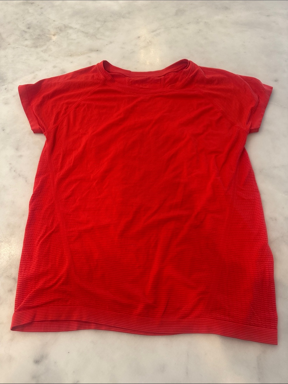 Athleta Red Short Sleeve Ribbed Tee
